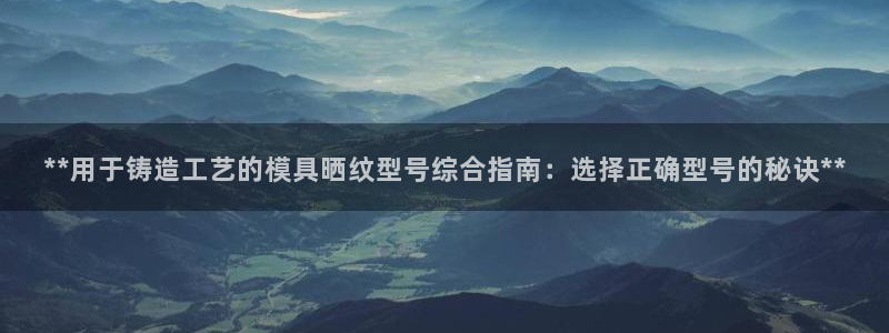 太阳集团1383：**用于铸造工艺的模具晒纹型号综合指南：选择正确型号的秘诀**